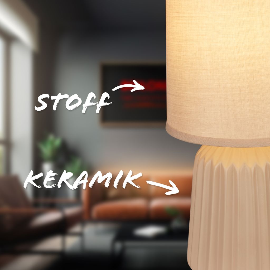 Dora Tischlampe - mit Schalter, Keramik, E14 Fassung, Beige