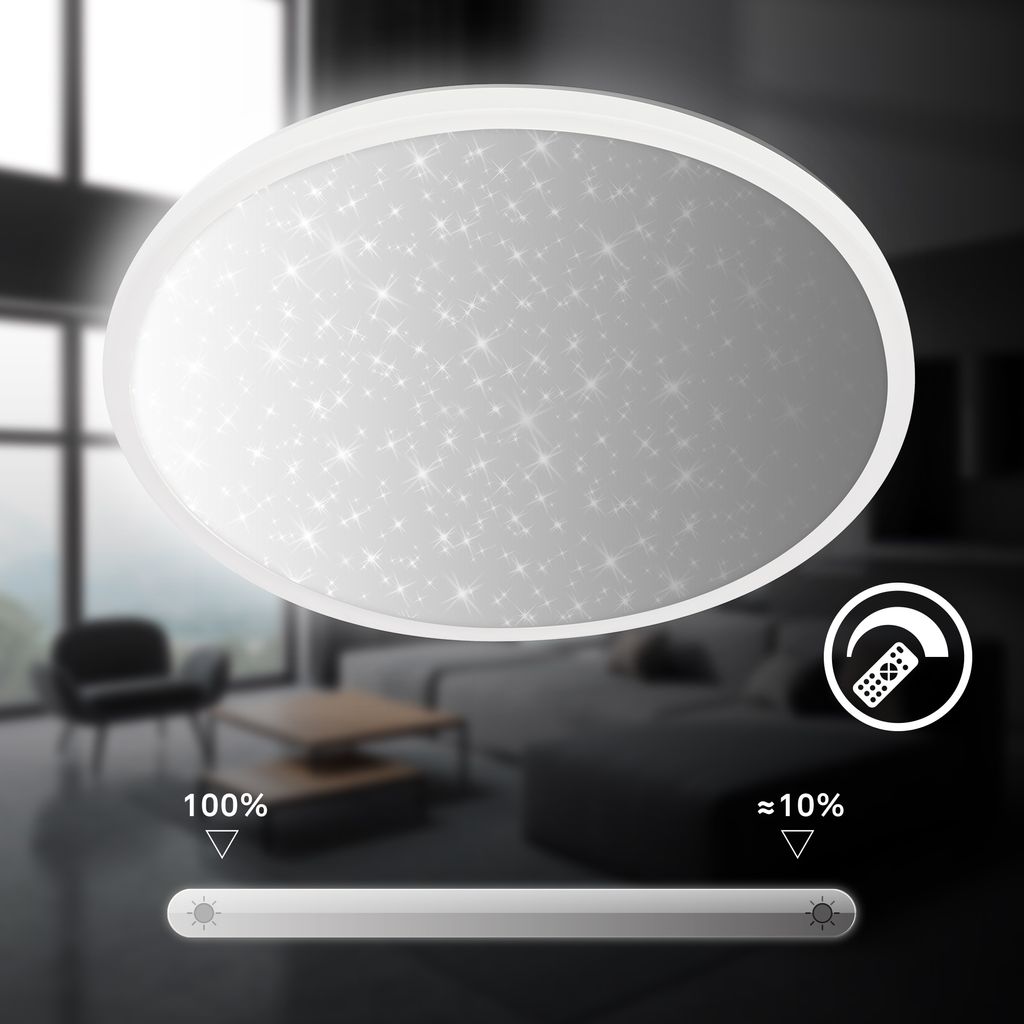 Slim LED Panel Ø37,5 cm - 22W, 3000lm, Fernbedienung, Dimmbar, Weiß