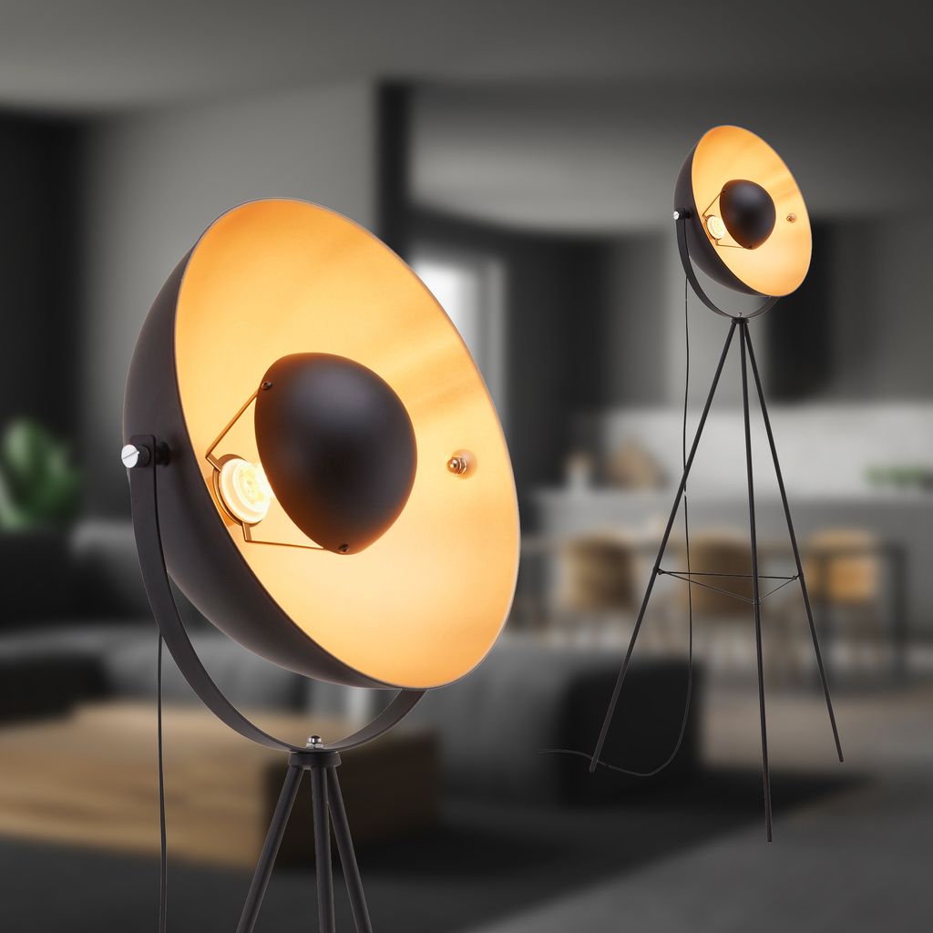 Retro-Stehleuchte BRILONER LEUCHTEN SAND. 60 W. IP20. schwarz-gold. Metall. exkl. 1x E27. 58 x 34.5 x 148 cm 1