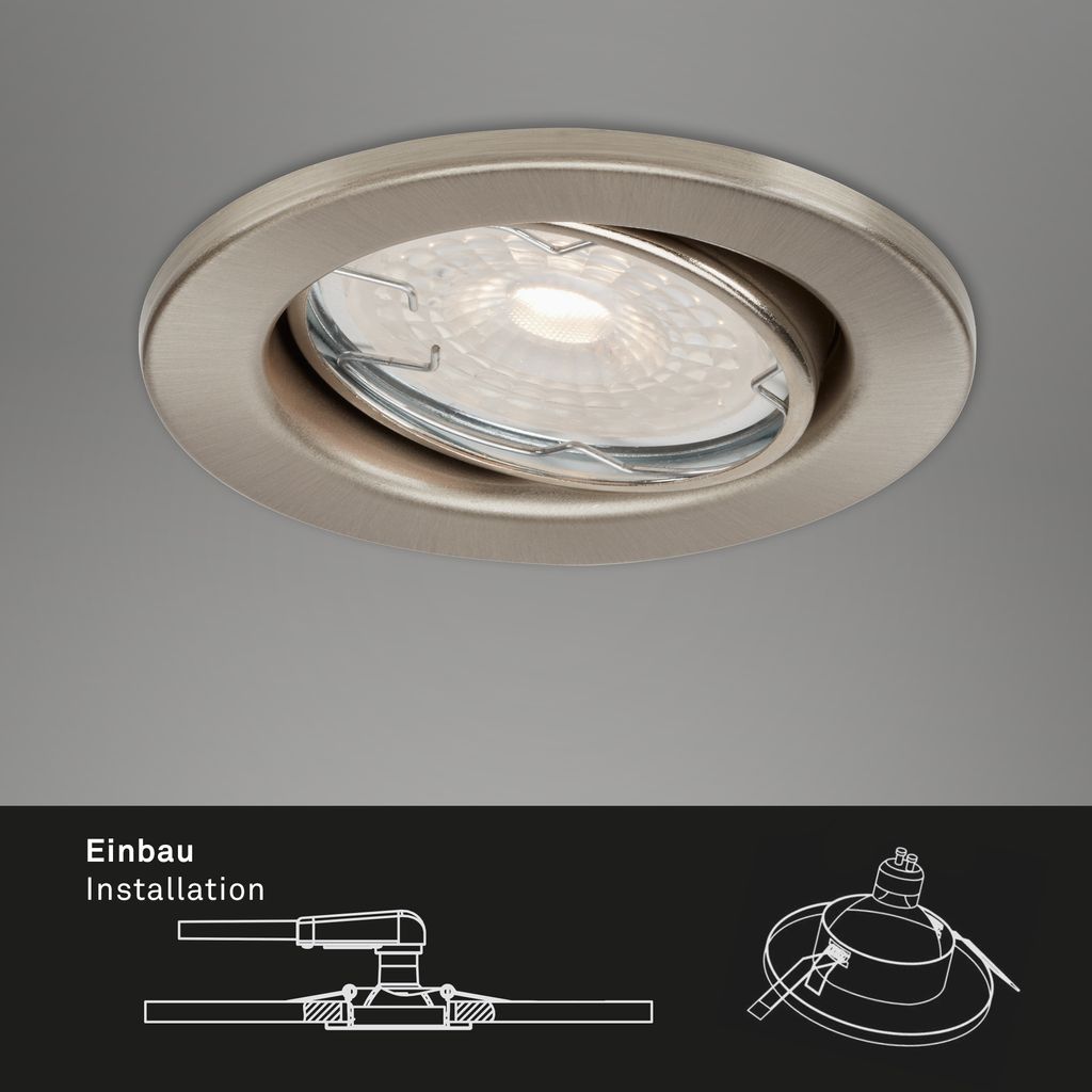 LED Einbauleuchten dimmbar schwenkbar 3er Set GU10 5.5W silber Ø8.6cm Briloner 2