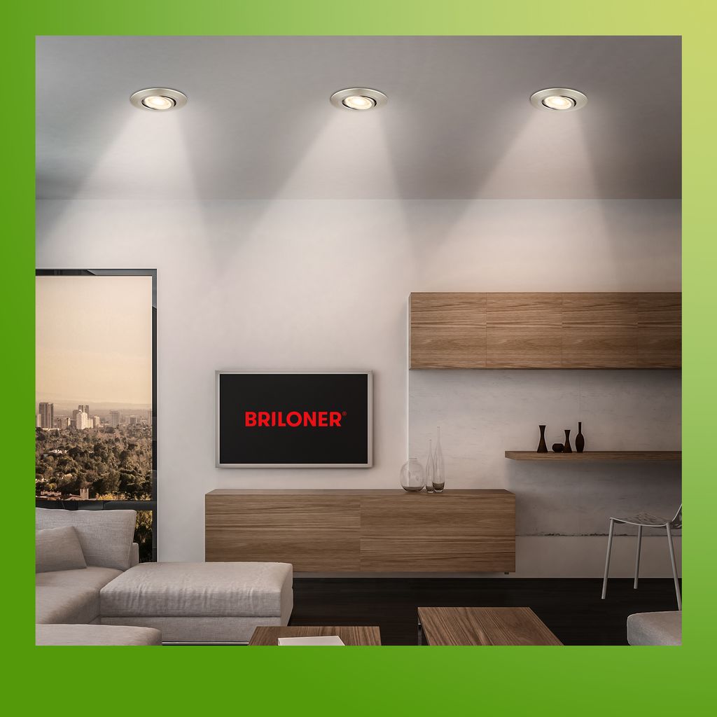 Briloner Klira 3er Set LED Einbaustrahler 230V, Schwenkbar, CTS, Nickel-Matt