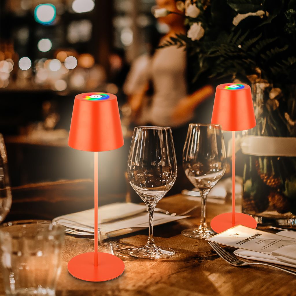 LED Tischlampe Akku LED Tischleuchte Dimmbar Kabellos Terrasse RGB Touch 10