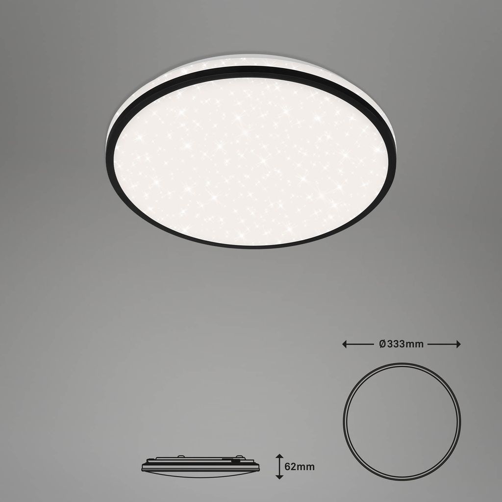 Sternenhimmel CCT LED Deckenleuchte, Ø 33,3 cm, 24 W, 2500 lm, Schwarz
