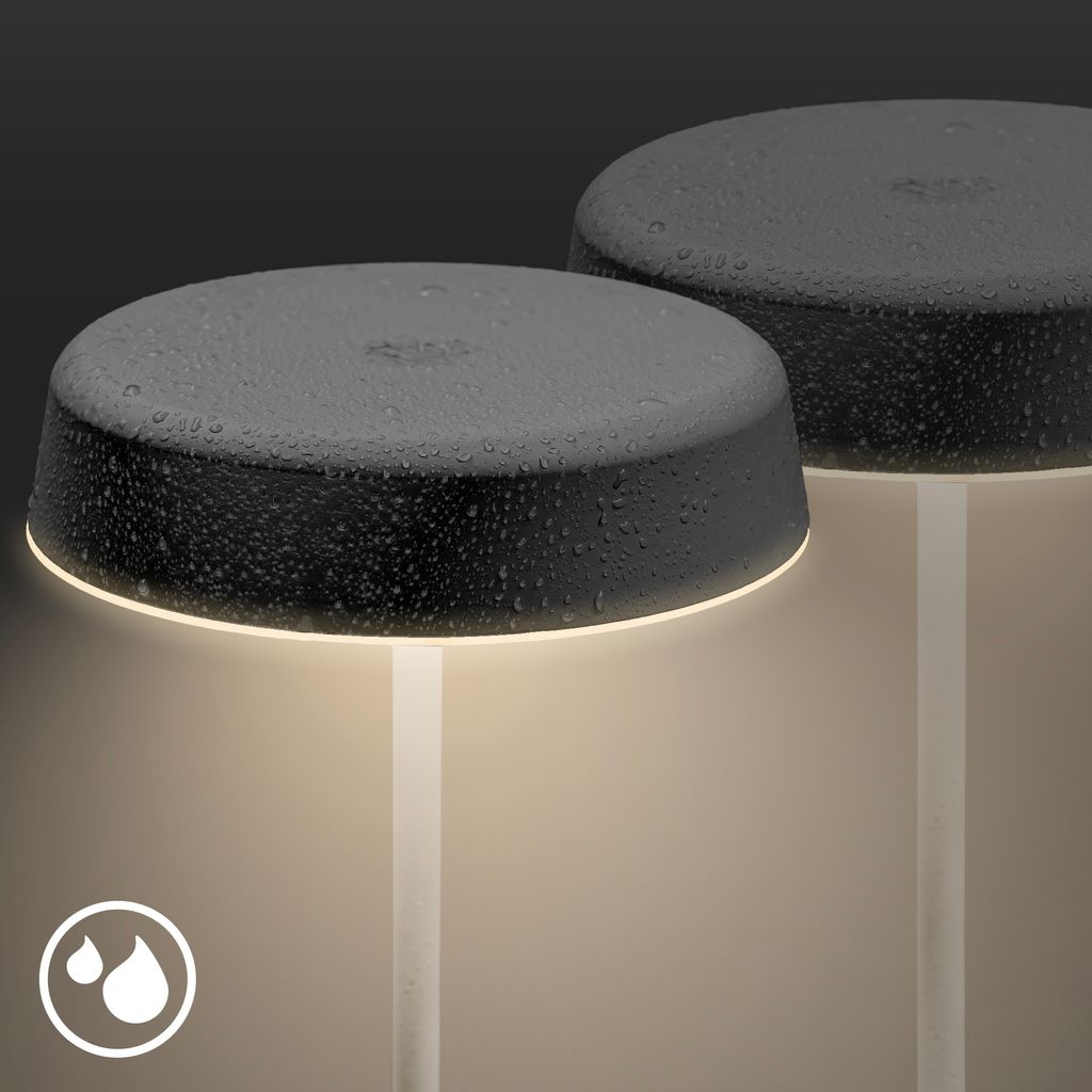 Pala Tischlampe 2er Set - 2,6W, 280lm, Kabellos, LED, Touch, Dimmbar, Anthrazit