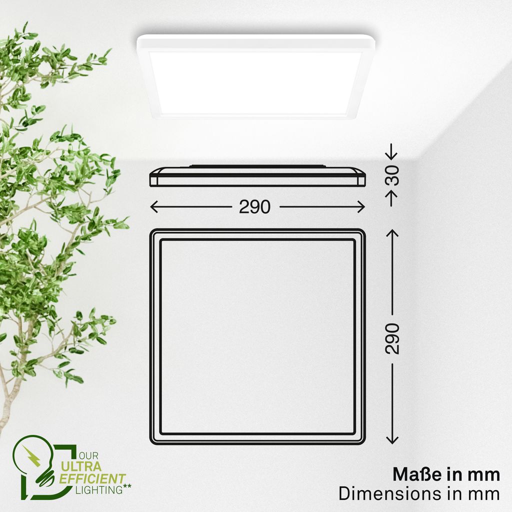 Tava A LED Panel 29,3x29,3 cm - 11,4W, 2400lm, mit EEK A Lichtquelle*, Dimmbar, CCT, Weiß