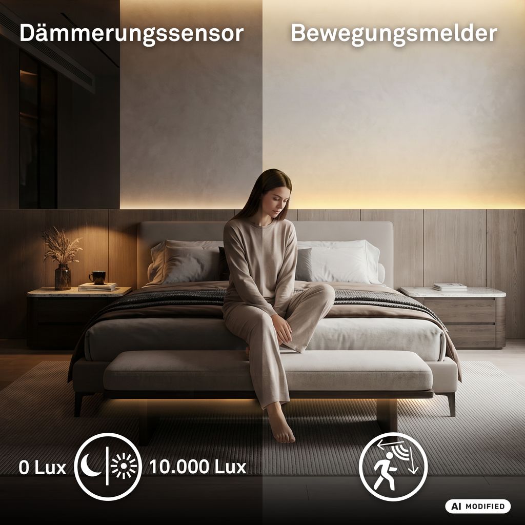 LED Streifen 1m - mit Bewegungsmelder, Akku, Warmweiß, Weiß