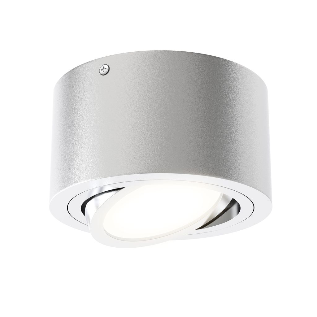 LED Aufbauleuchte Deckenlampe 5 W schwenkbar 3000K Silber Ø 9cm Metall Briloner 6