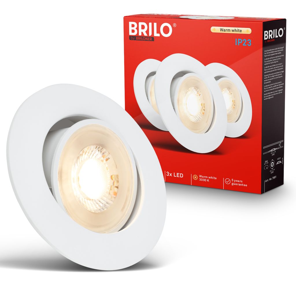 Show Einbaustrahler 68mm 3er Set - 230V, 4,9W, 480lm, LED, Warmweiß, Weiß