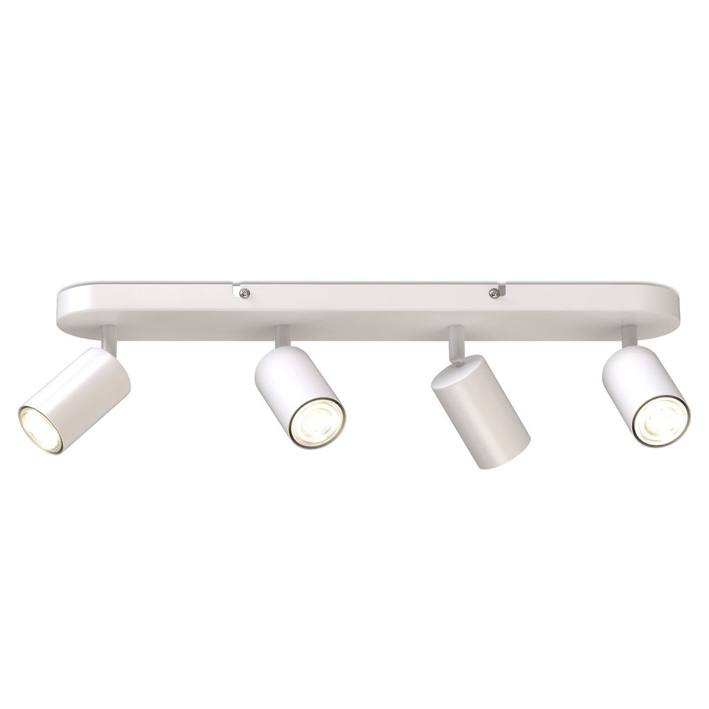 Ceiling Light, 4 Rotatable Spots, GU10 Sockets, Bulbs not Included, Spotlight for Kitchen, Dining Room & Bedroom, White Lamp, Metal Spot Bar, 55cm/21.6in long, Swivel Design IP20 230V