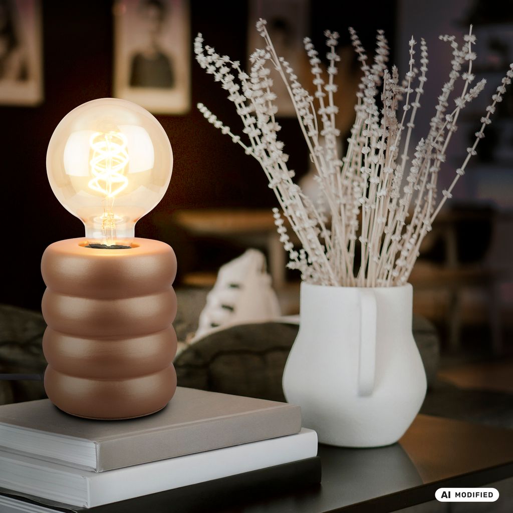Foam Tischlampe - mit Schalter, Keramik, E27 Fassung, Coffee