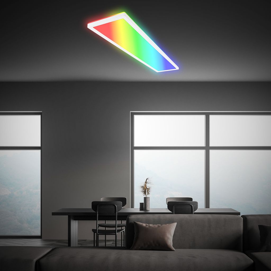 Briloner Tava LED Deckenlampe, Fernbedienung, RGB, Flach, Dimmbar, Weiß