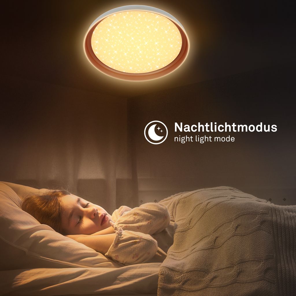 Gima Deckenlampe Ø51 cm - 48W, 5200lm, LED, Sternenhimmel, CCT, Dimmbar, Warm Grey, Coffee