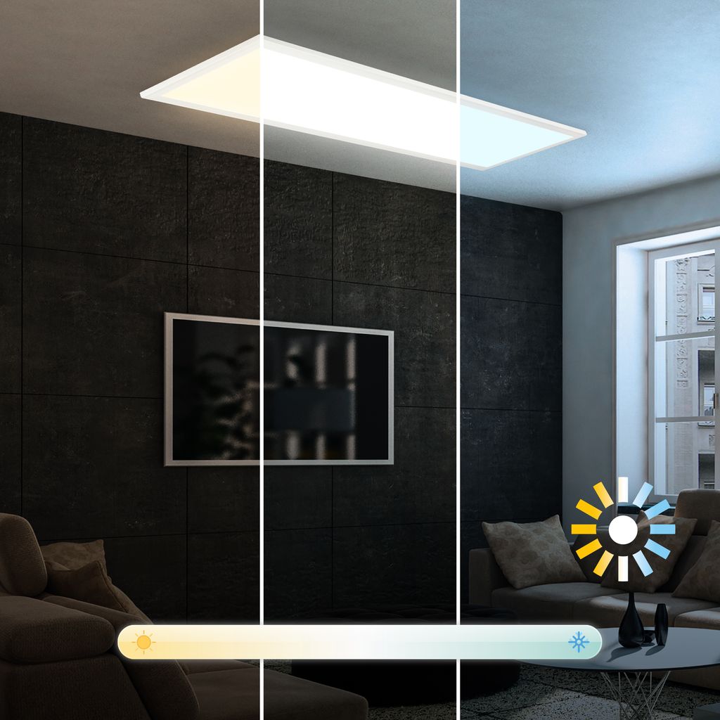 Piatto LED Panel 100x25 cm - 24W, 2600lm, Dimmbar, Fernbedienung, CCT, Weiß