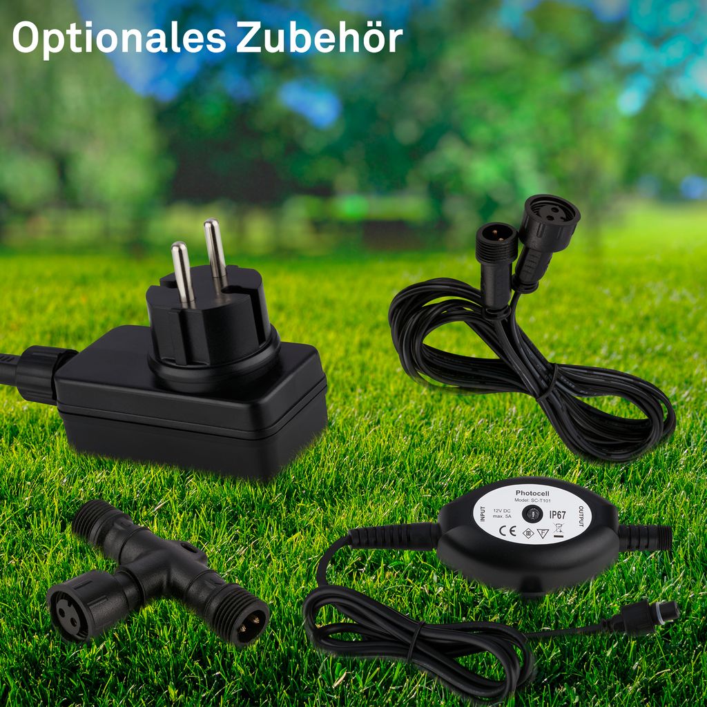 Connect to Shine Erweiterung Teak Bodeneinbaustrahler - 0,4W, 10lm, LED, Warmweiß, Chrom-Matt
