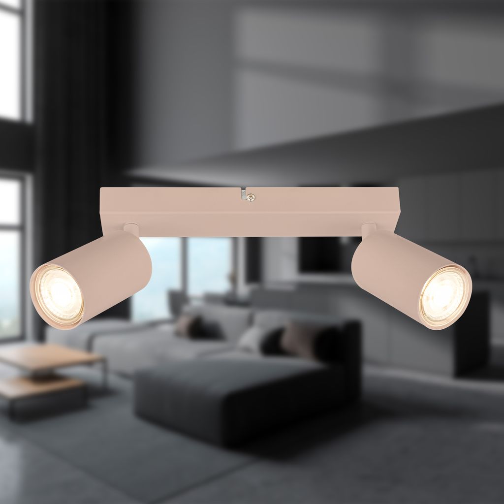 Tib Deckenstrahler, Schwenkbar, On/Off via Wandschalter, 2-flammig, Beige