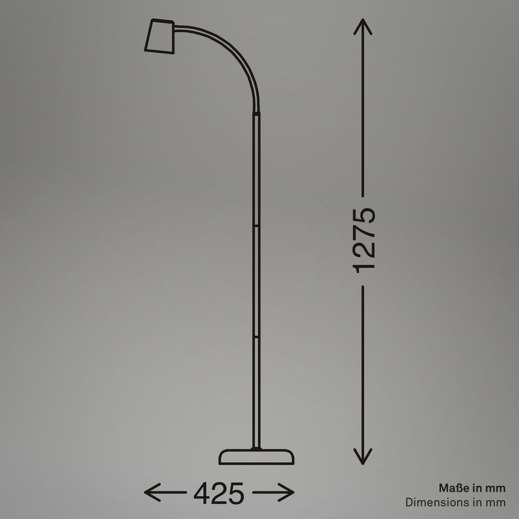 BRILONER Stehleuchte. mit Fußschalter. flexibler Lampenkopf. Stehlampe. 127.5 cm. 1x GU10. max. 9W. schwarz 5