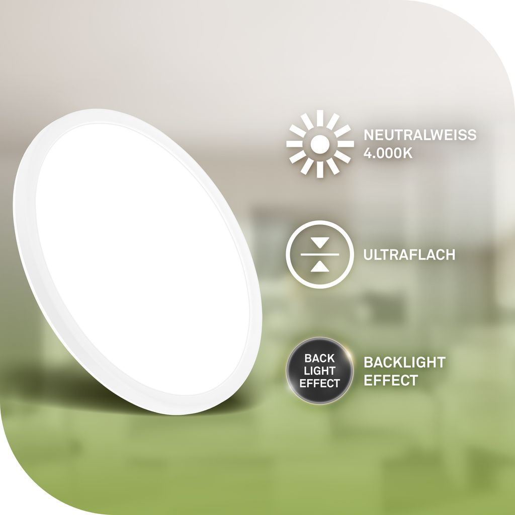 LED Deckenlampe, mit EEK A Lichtquelle*, Backlight, Weiß 1