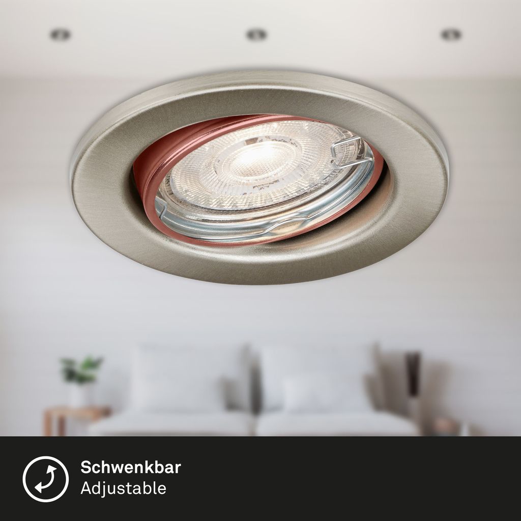 LED Einbauleuchten  dimmbar 3er Set GU10 5W silber Metall Ø8.6cm IP23 Briloner 2