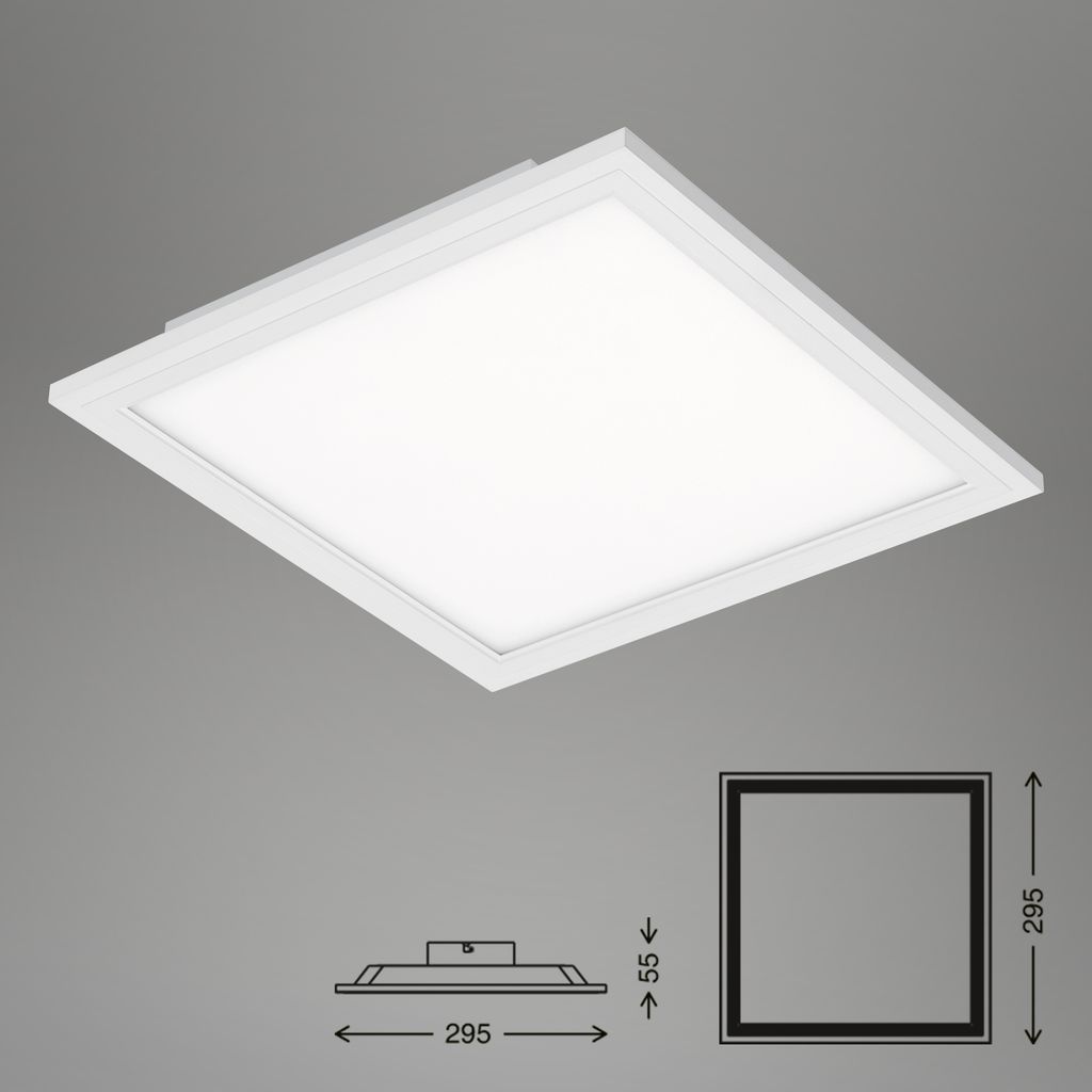 Briloner Simple LED Deckenleuchte, LED Panel Flach, Eckig, 29,5x29,5 cm, Weiß