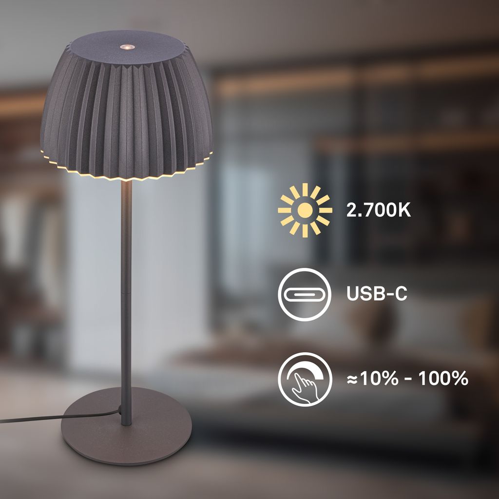 LED Tischlampe LED Tischleuchte Dimmbar Touch Warmweiß Schlafzimmer Flur 2