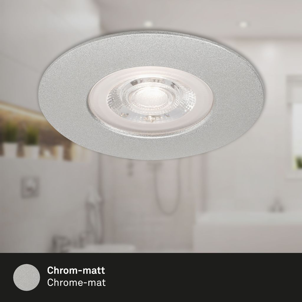 LED Einbauleuchten Dimmbar 3er Set IP44 5 W silber Kunststoff Briloner 7