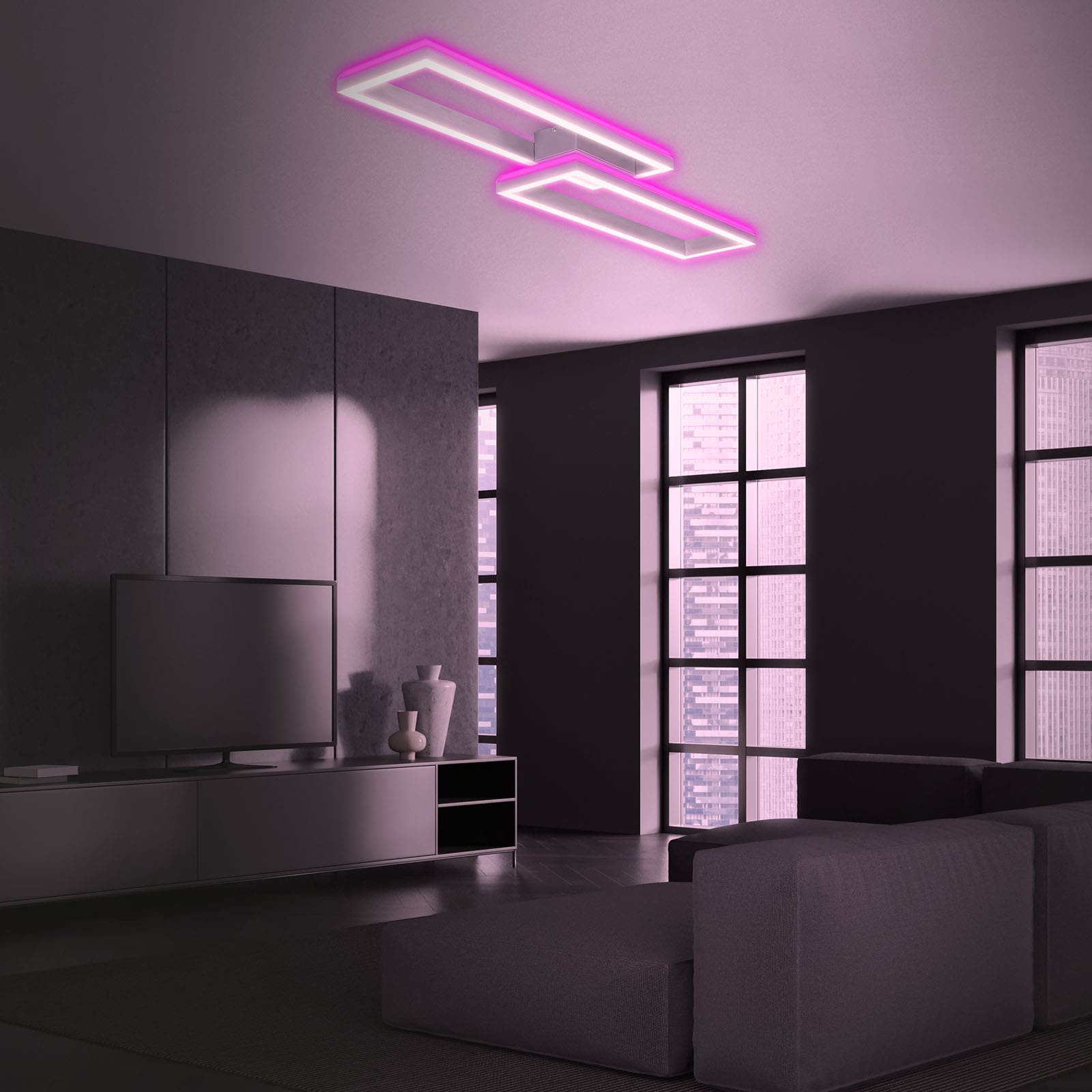 RGB CCT LED Deckenleuchte, 119,5 cm, LED-Platine, 45 W, 4400 lm,  aluminiumfarbig