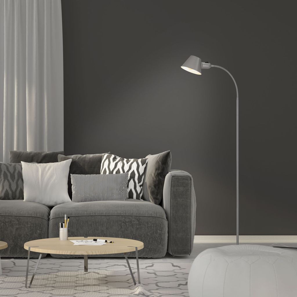 Briloner Leuchten - Stehlampe flexibel. Stehleuchte verstellbar. Kippschalter. 1x E27 Fassung max. 10 Watt. inkl. Kabel. Chrom-Matt. 152 cm 5