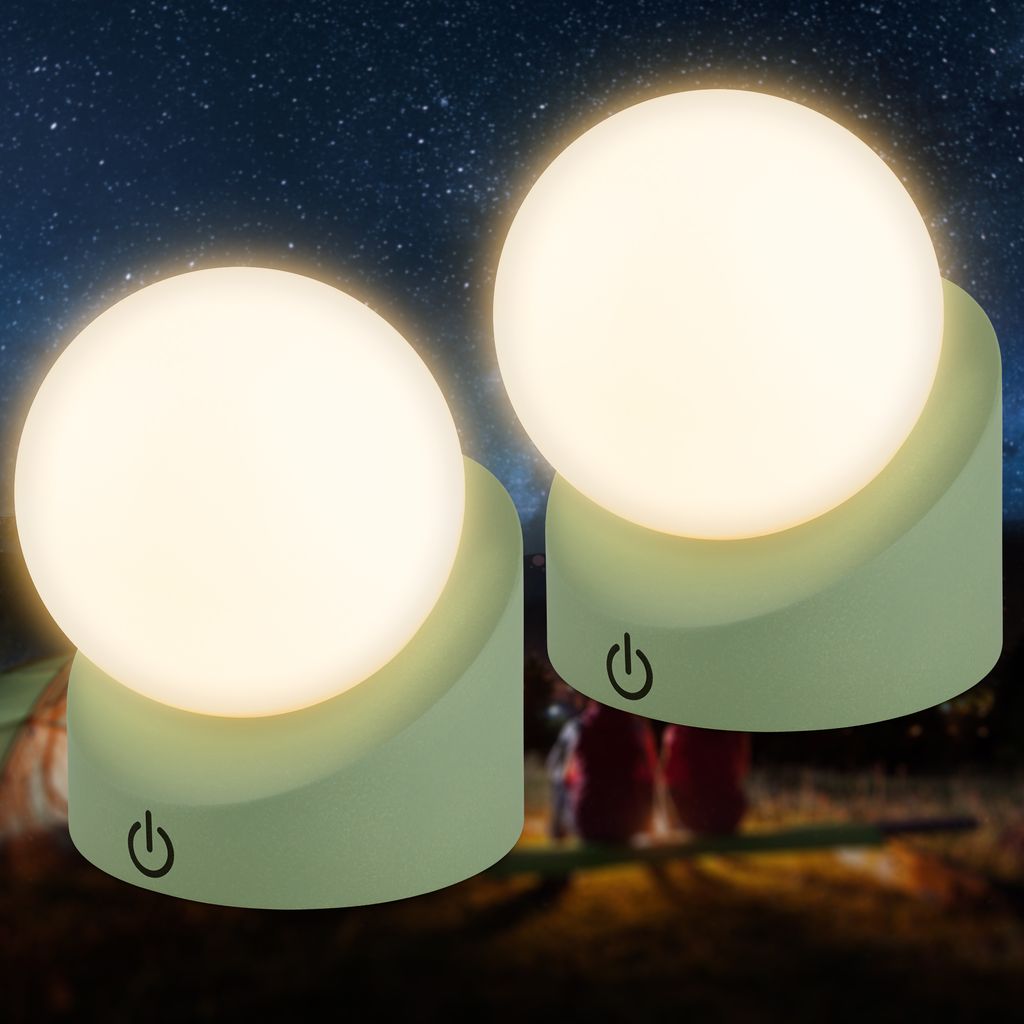 Sora Mini LED Tischlampe kabellos IP54, Dimmbar, Touch, 2er Set, Grün