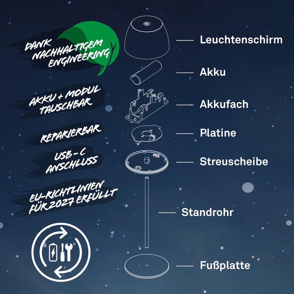 Briloner Serina Mini LED Tischlampe kabellos IP44. Dimmbar. Touch. Spritzwasserschutz. akku. kupfer. Ø8 x 20 cm 4