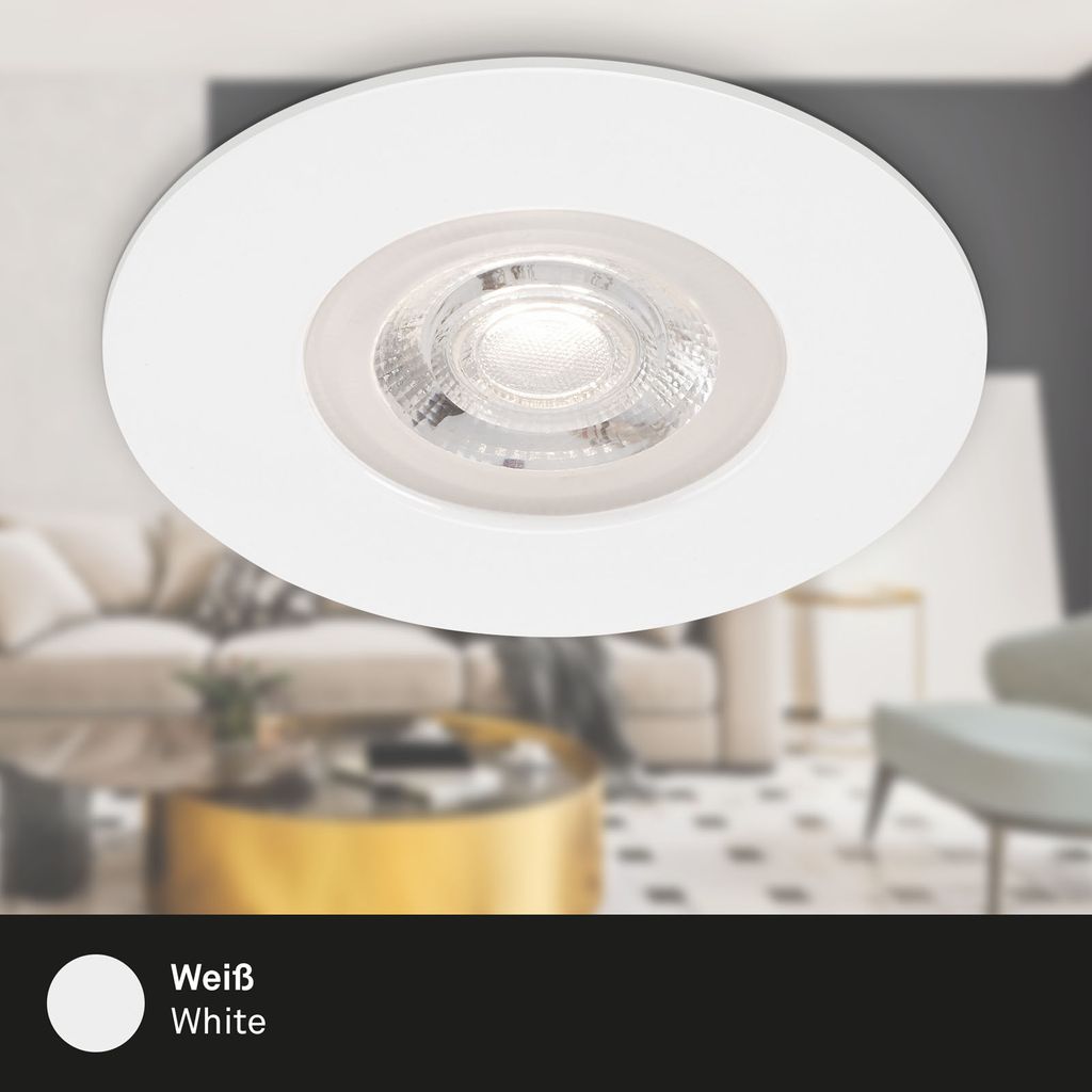 LED Einbauleuchten Badlampen dimmbar 4er Set 4.9W IP44 Ø9cm weiß Briloner 7