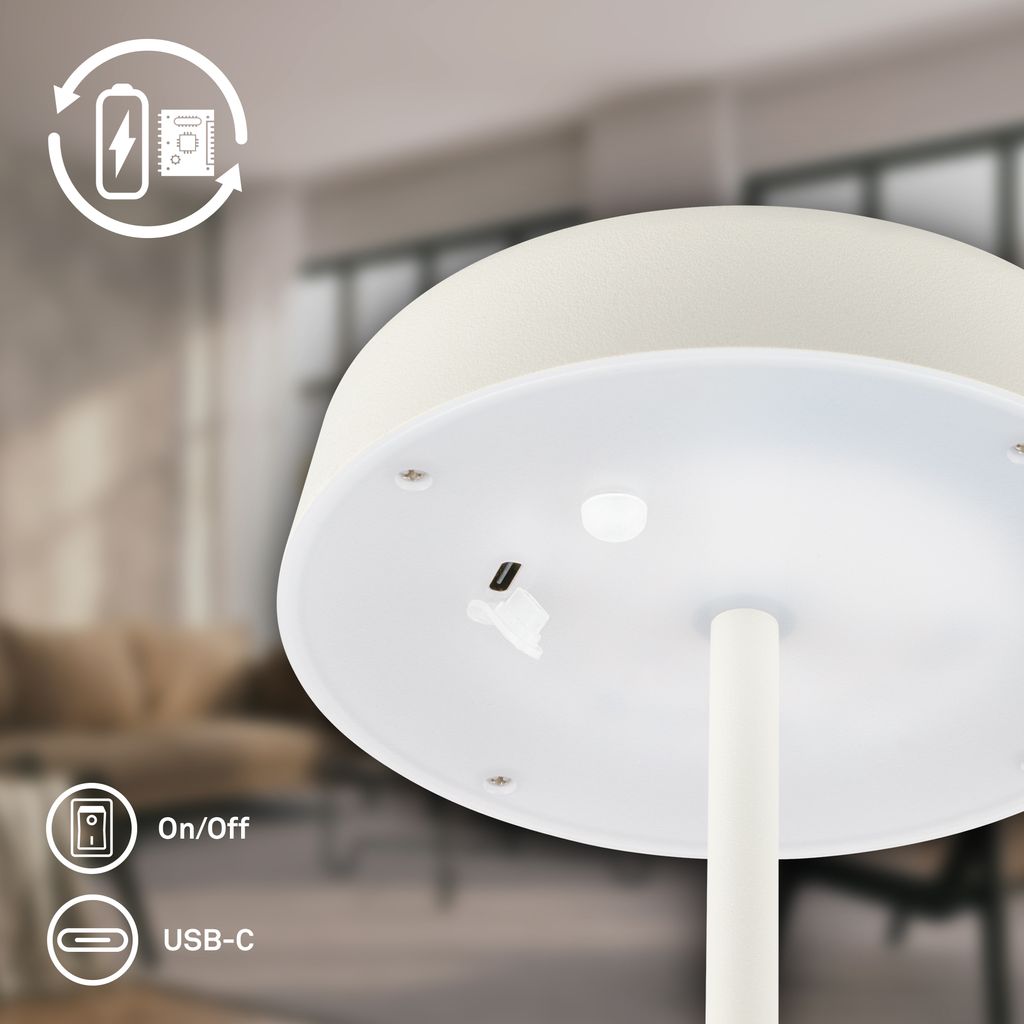 Pala Tischlampe - 2W, 200lm, Kabellos, LED, Touch, Dimmbar, Altweiß