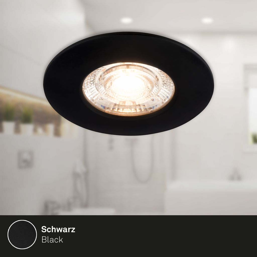 3er Set LED Einbauleuchte, 6,5 cm, 3x 3,6W, 350lm, schwarz