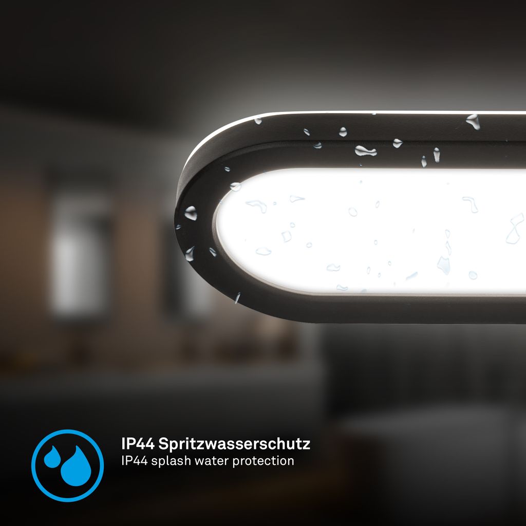 Pil Spiegelleuchte - 10W, 1200lm, LED, Backlight, 35cm, Neutralweiß, Schwarz