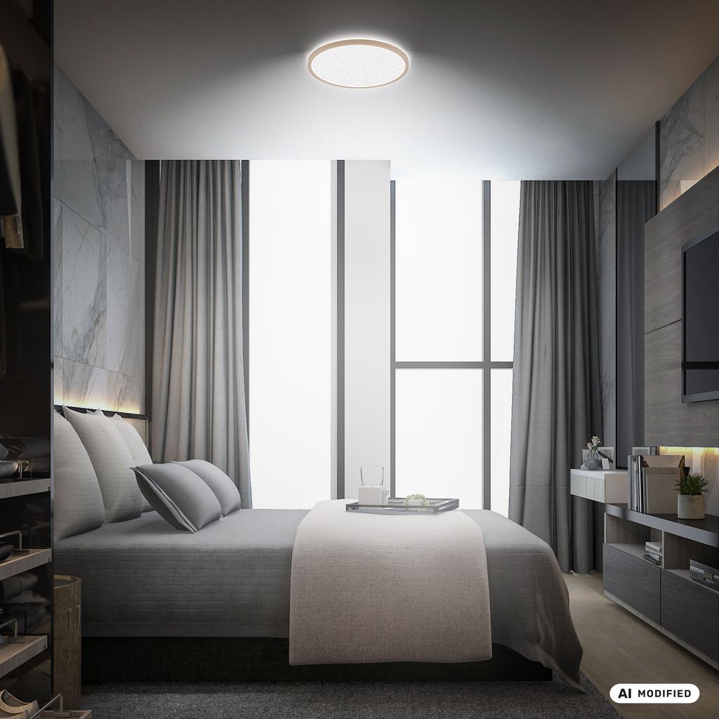 Slim LED Panel Ø29,3 cm - 18W, 2400lm, Sternenhimmel, Neutralweiß, Beige