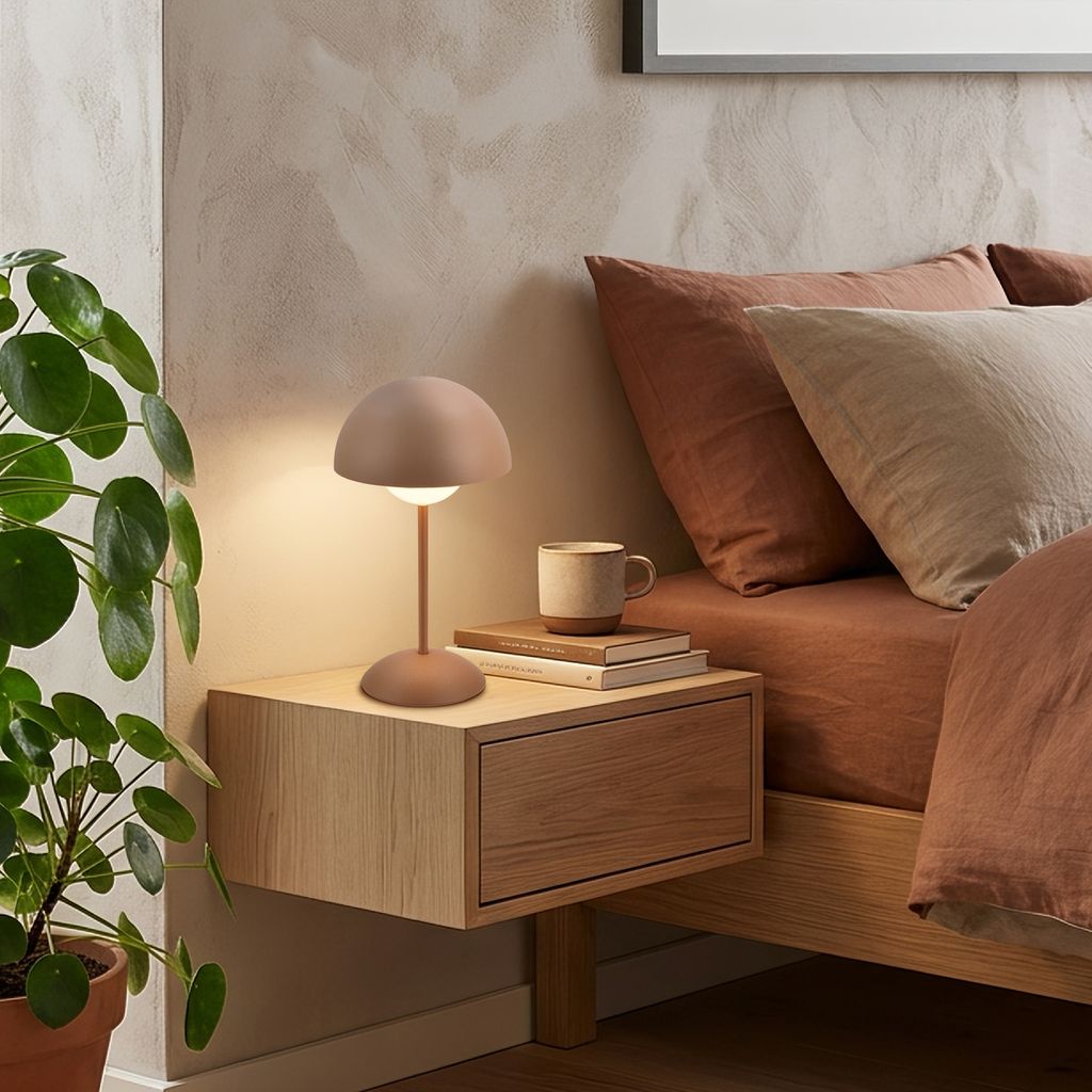 Kugle tafellamp - 3W, 250lm, snoerloos, LED, dimbaar, Touch, warm wit, koffie