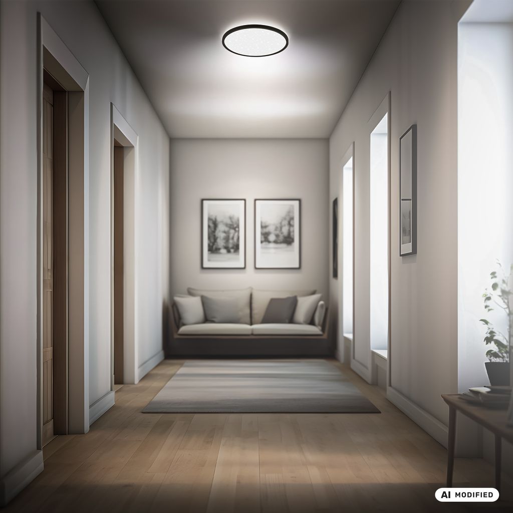 Slim LED Panel Ø29,3 cm - 18W, 2400lm, Sternenhimmel, Neutralweiß, Schwarz