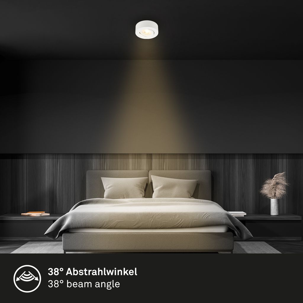 LED Einbaustrahler & Aufbauspot Ø90 mm, 5W, 230V, Warmweiß, schwenkbar, Weiß