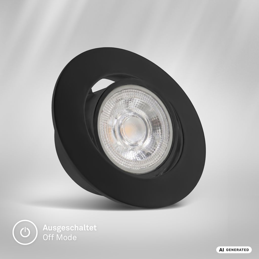 Show Einbaustrahler 68mm 3er Set - 230V, 4,9W, 480lm, LED, Warmweiß, Schwarz