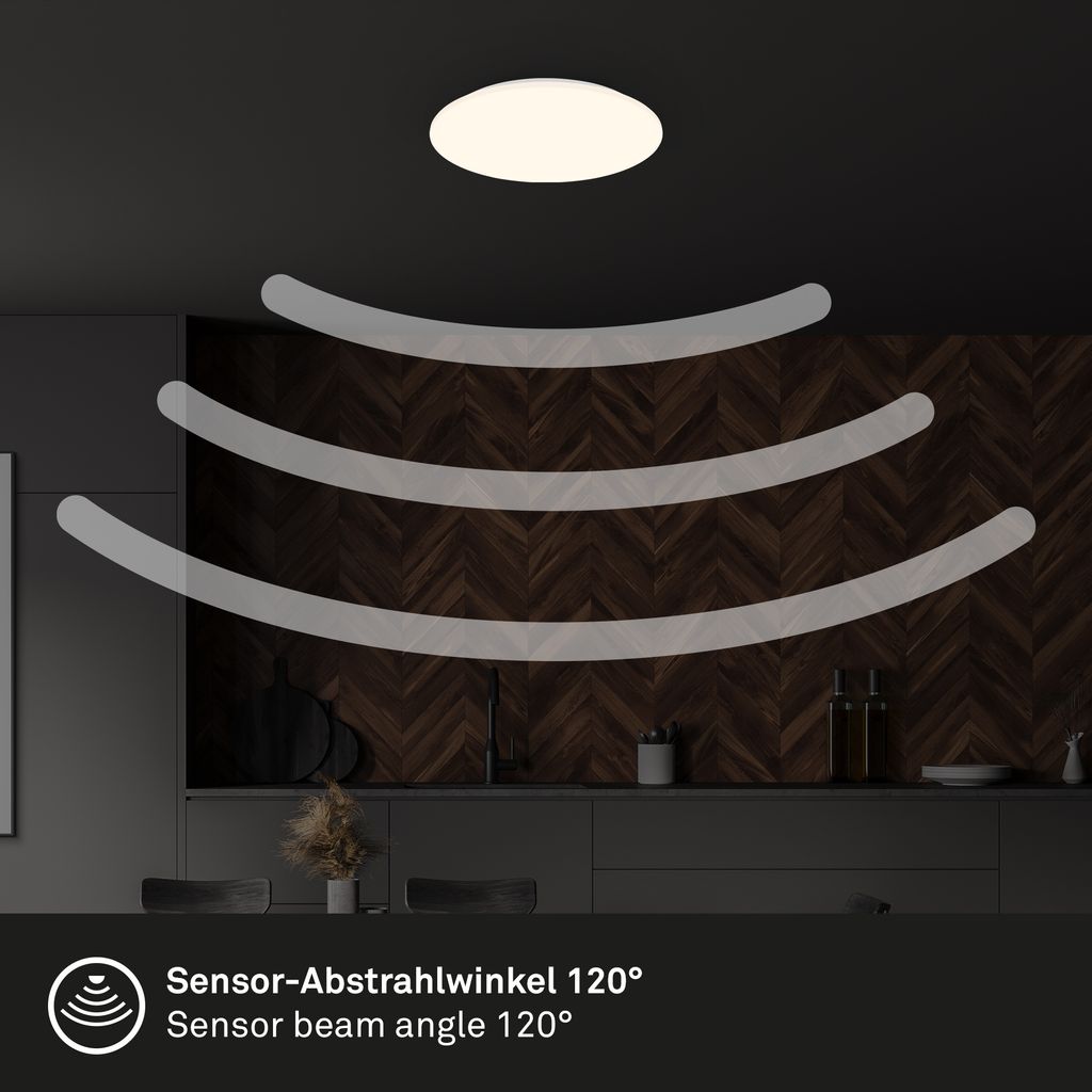 Sensor LED Deckenleuchte, 35 cm, 18W, 1880lm, weiß