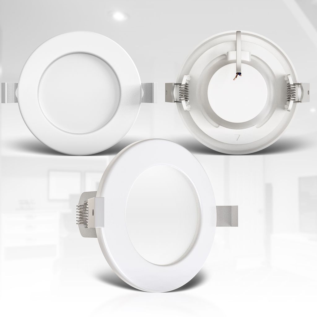 Einbauspot 100mm 6er Set - 230V, 6W, 600lm, LED, dimmbar, IP44, warmweiß, weiß