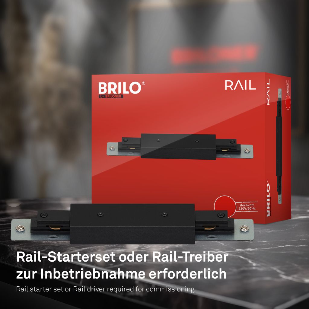 Briloner Rail Schienensystem. Erweiterungsset. 2x GU10 Spots. Schwenkbar. Drehbar. Schwarz. 0.75 m 8