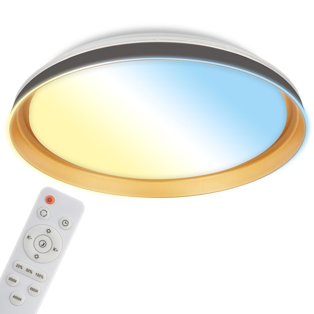 Gima Deckenlampe Ø51 cm - 48W, 5200lm, LED, Dimmbar, Fernbedienung, CCT, Schwarz-Gold