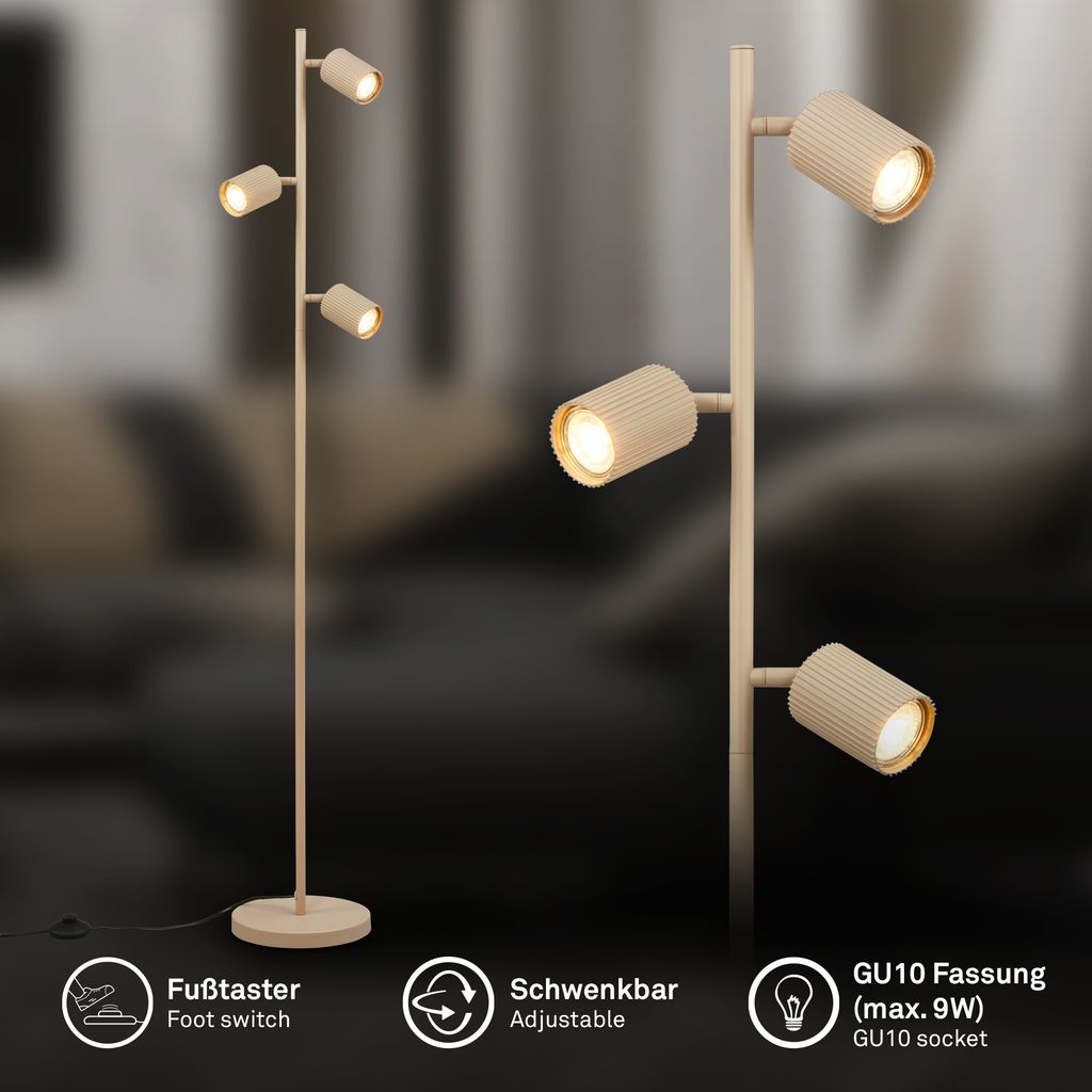 Ida Stehlampe - Schalter, Schwenkbar, GU10 Fassung, max. 9W, Beige