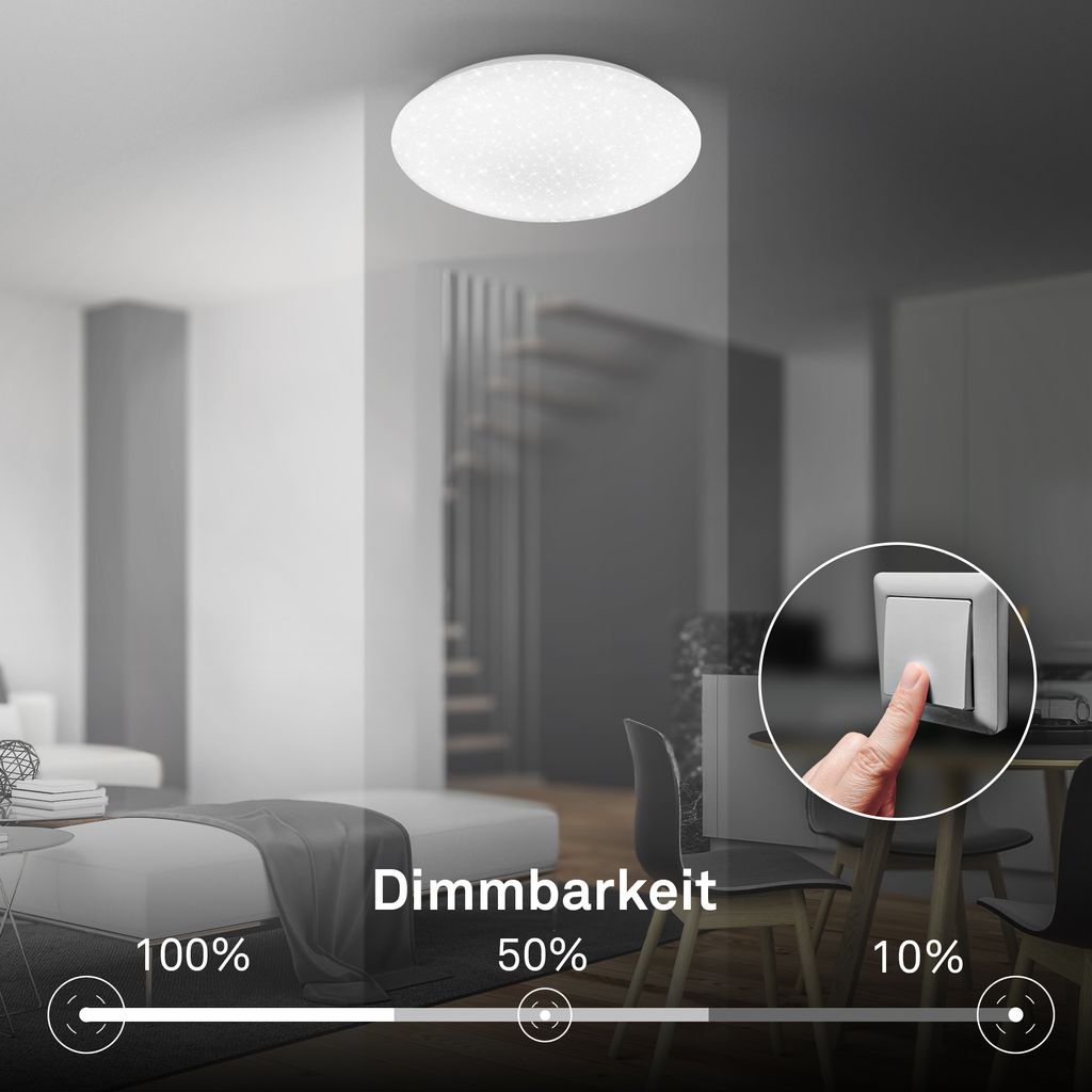 Lumenia Deckenleuchte Ø28 cm - 16W, 2000lm, LED, Sternenhimmel, Dimmbar, Weiß