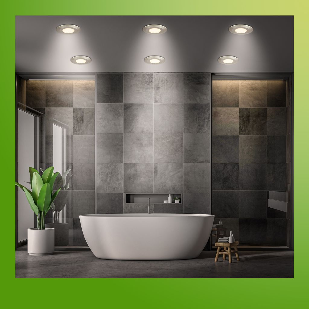 6er Set LED Bad Einbaustrahler Ø90 mm ? IP44, CTS, flach, 5W, 520 lm, 230V, Nickel-Matt