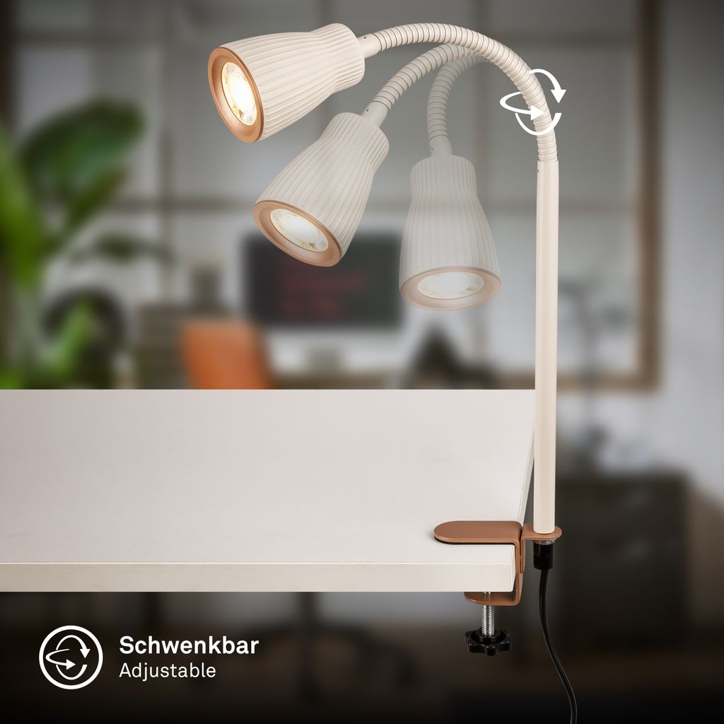 Riff Klemmlampe - 3,5W, 400lm, LED, Schwenkbar, Warmweiß, Warm Grey-Coffee