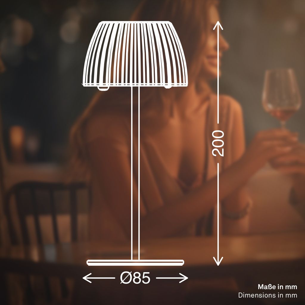 Akku-Tischleuchte Riffle Mini - 20 cm, 1,5W, 150lm, Kabellos, LED, Dimmbar, Touch, Orange