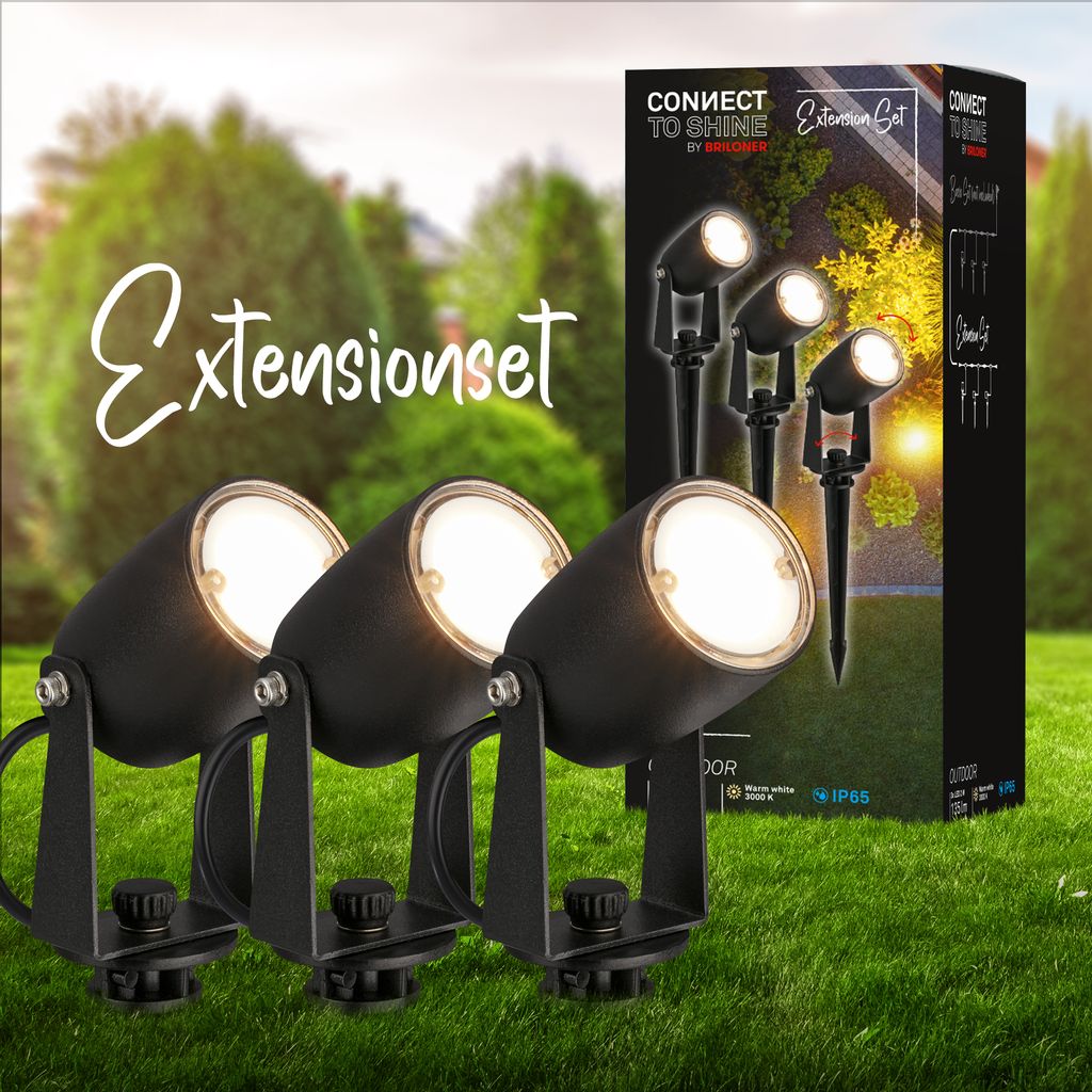 CONNECT TO SHINE Erweiterungsset Iris mit 3er Set LED Gartenstrahler, IP65