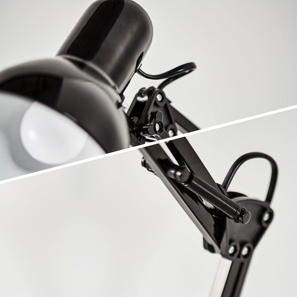 Schreibtischlampe - mit Stecker, Schalter, schwenkbar, E14, schwarz