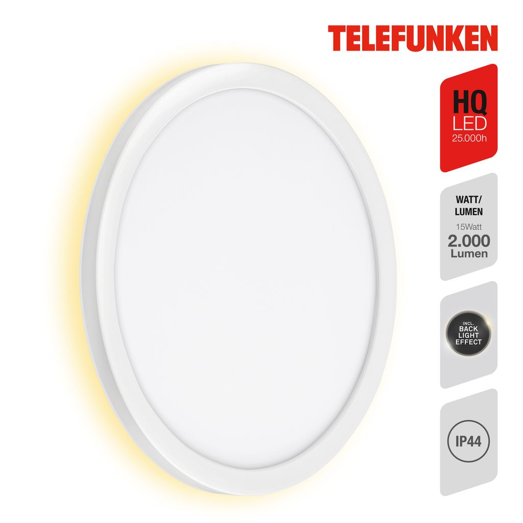 LED Außenwandleuchte Außenleuchte IP44 4000K 15W Ø28cm Weiß Telefunken 2